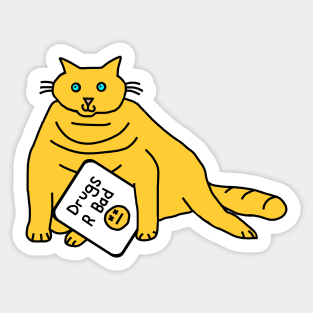 Chubby Kitty with Anti Drugs Message Sticker